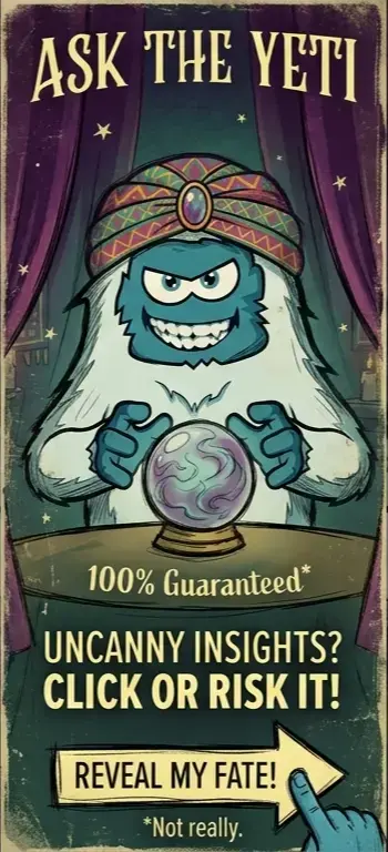 Ask the Yeti: Uncanny insights? Click or risk it. Reveal my fate.