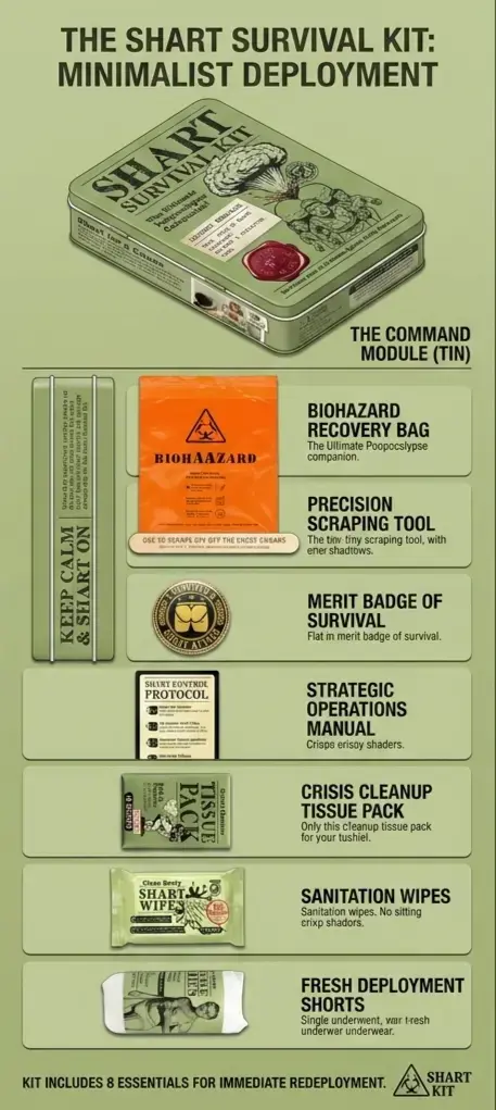 The Shart Survival Kit: Minimalist Deployment. Kit includes 8 essentials for immediate redeployment.